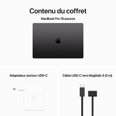 Apple MacBook Pro M3 Max 16" Noir sidéral 96 Go/2 To (MRW33FN/A-96GB-2TB-QWERTY-US) pas cher