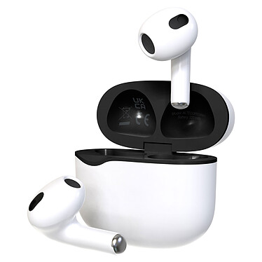 Akashi Écouteurs Sans Fil Eco Premium (Blanc) Écouteurs stéréo sans fil Bluetooth 5.3 et boitier de charge