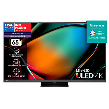 Hisense 65U8KQ TV Mini LED QLED 4K 65" (165 cm) - 120 Hz (Native) / 144 Hz (VRR) - IMAX Enhanced - Dolby Vision IQ/HDR10+ Adaptive - Wi-Fi/Bluetooth - Alexa/Vidaa Voice - 2x HDMI 2.1 - FreeSync Premium - ALLM/VRR - Son 2.1.2 50W Dolby Atmos