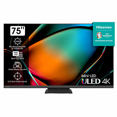 Hisense 75U8KQ TV Mini LED QLED 4K 75" (190 cm) - 120 Hz (Native) / 144 Hz (VRR) - IMAX Enhanced - Dolby Vision IQ/HDR10+ Adaptive - Wi-Fi/Bluetooth - Alexa/Vidaa Voice - 2x HDMI 2.1 - FreeSync Premium - ALLM/VRR - Son 2.1 40W Dolby Atmos