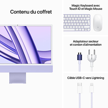 Apple iMac M3 (2023) 24" 8 Go 256 Go Mauve (Z19P-FR) pas cher