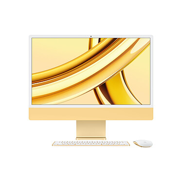 Apple iMac M3 (2023) 24"8 Go 512 Go Jaune (Z19G852-FR-512GB-MKPN) Magic Keyboard avec Touch ID et pavé numérique Puce Apple M3 (GPU 10 coeurs) 8 Go SSD 512 Go Ecran Retina 4.5K 24" Wi-Fi 6E/Bluetooth Thunderbolt/USB 4 Gigabit Ethernet USB-C 3.1 Webcam macOS Sonoma