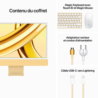 Apple iMac M3 (2023) 24" 16 Go 512 Go Jaune (Z19F-FR-16GB-512GB-MKPN) pas cher