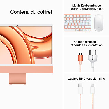 Apple iMac M3 (2023) 24" 16 Go 1 To Orange (Z19S-FR-16GB-1TB-MKPN) pas cher
