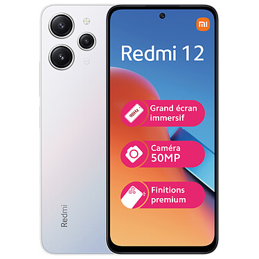 Xiaomi Redmi 12 Argent (8 Go / 256 Go) Smartphone 4G-LTE Advanced Dual SIM - Helio G88 Octo-Core 2.0 GHz - RAM 8 Go - Ecran tactile 90 Hz 6.79" 1080 x 2460 - 256 Go - NFC/Bluetooth 5.3 - 5000 mAh - Android 12