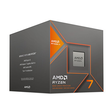 AMD Ryzen 7 8700G Wraith Spire (4.2 GHz / 5.1 GHz) Processeur 8-Core 16-Threads socket AM5 Cache 24 Mo AMD Radeon Graphics 780M + AMD RYZEN AI 4 nm TDP 65W (version boîte avec ventilateur - garantie constructeur 3 ans)