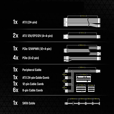Corsair Premium Pro Kit de Câble d'alimentation type 5 Gen 5 - Blanc pas cher