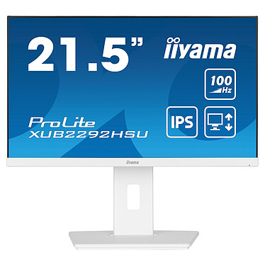 iiyama 21.5" LED - ProLite XUB2292HSU-W6 Ecran PC Full HD 1080p - 1920 x 1080 pixels - 0.4 ms (MPRT) - Format large 16/9 - Dalle IPS - 100 Hz - FreeSync - HDMI/DisplayPort - Pivot - Hub USB - Blanc