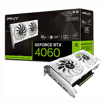 PNY GeForce RTX 4060 8GB XLR8 Verto Gaming Doble Ventilador Edición Blanca