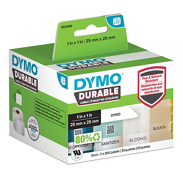 DYMO LW Pack of 2 rolls of white permanent universal labels - 25 x 25 mm