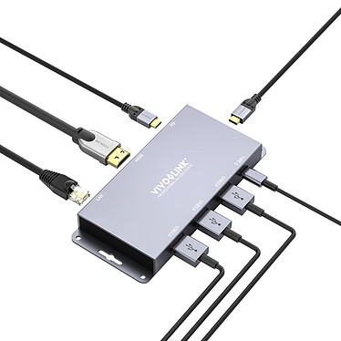 VivoLink Hub USB-C vers 4K 30Hz HDMI 1.4 + 1 Ethernet + 4 ports USB (3 x USB type A + 1 x USB type C) avec Power Delivery 100 W