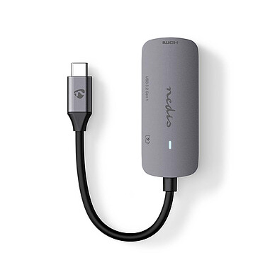 Adaptador Nedis Multi-Puerto USB-C a USB, USB-C y HDMI - 10 cm - Gris