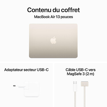 Apple MacBook Air M3 13 pouces (2024) Lumière stellaire 16Go/512 Go (MXCU3FN/A) pas cher