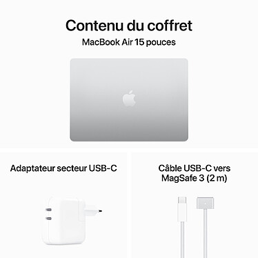 Apple MacBook Air M3 15 pouces (2024) Argent 8Go/256 Go (MRYP3FN/A) pas cher