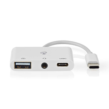 Nedis Adattatore multiplo da USB-C a USB, USB-C e Jack 3,5 mm - 10 cm - Bianco