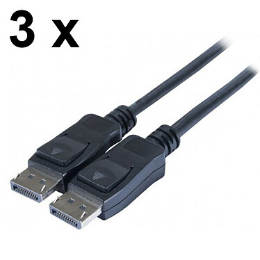 Pack of 3x DisplayPort 1.2 male/male cables (2 metres)
