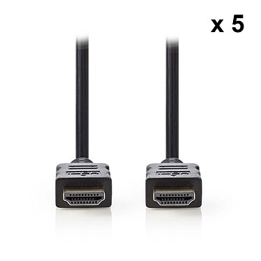 Nedis Lot de 5x câbles HDMI haute vitesse avec Ethernet Noir (1.5 mètre)