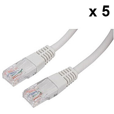 Pack of 5x RJ45 category 5e UTP cables, 5 m (Beige)