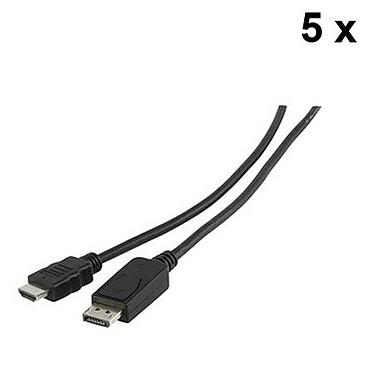 Pack of 5x DisplayPort male / HDMI male cables (1.8 metre)
