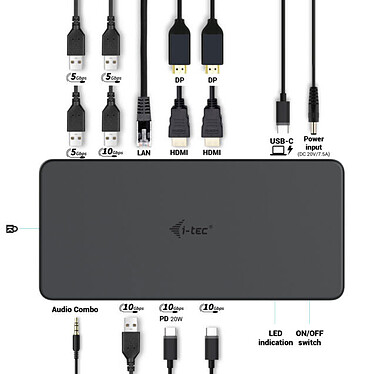 Opiniones sobre i-tec USB 3.0/USB-C/Thunderbolt 3 Professional Dual 4K Display Docking Station Gen 2 + Power Delivery 100W.