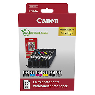 Canon PGI-530/CLI-531 BK/C/M/Y/GY Photo Value Pack.