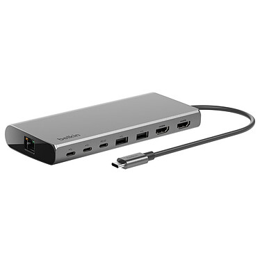 Belkin Hub USB-C avec 2x HDMI 4K, RJ45, 2 USB-C, 2 USBA compatible Mac et PC