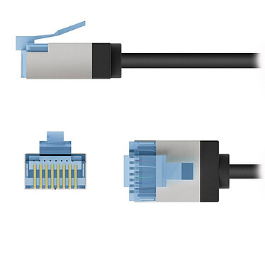 Opiniones sobre Cable Goobay Slim RJ45 Cat 6a U/FTP 7,5 m (Negro) .