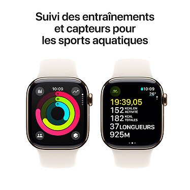 Acheter Apple Watch Series 10 GPS + Cellular 42 mm Titane Or Bracelet Sport Lumière Stellaire M/L