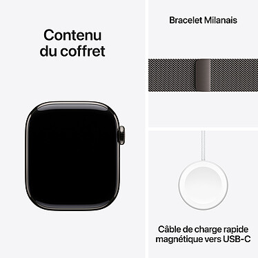 Apple Watch Series 10 GPS + Cellular 42 mm Titane Ardoise Bracelet Milanais pas cher