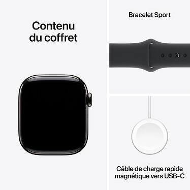 Apple Watch Series 10 GPS + Cellular 42 mm Titane Ardoise Bracelet Sport Noir M/L pas cher