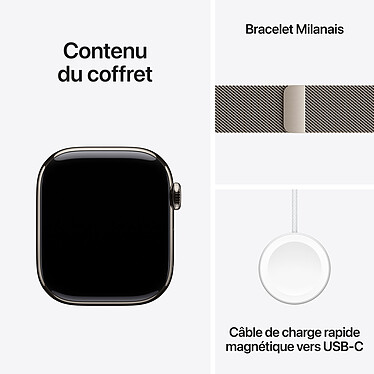 Apple Watch Series 10 GPS + Cellular 42 mm Titane Naturel Bracelet Milanais pas cher