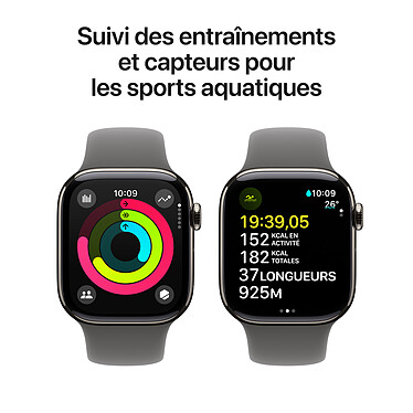 Acheter Apple Watch Series 10 GPS + Cellular 42 mm Titane Naturel Bracelet Sport Gris Minéral M/L