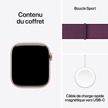 Apple Watch Series 10 GPS + Cellular 42 mm Aluminium Rose Or Bracelet Sport Textile Prune pas cher