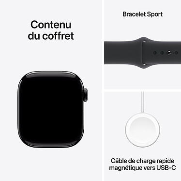 Apple Watch Series 10 GPS + Cellular 42 mm Aluminium Noir de Jais Bracelet Sport Noir S/M pas cher