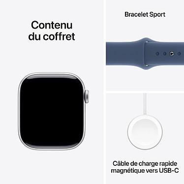 Apple Watch Series 10 GPS + Cellular 42 mm Aluminium Argent Bracelet Sport Denim M/L pas cher