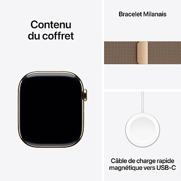 Apple Watch Series 10 GPS + Cellular 46 mm Titane Or Bracelet Milanais M/L pas cher