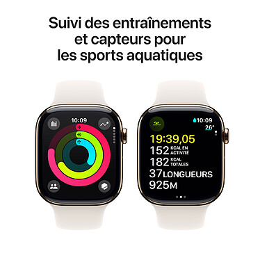 Acheter Apple Watch Series 10 GPS + Cellular 46 mm Titane Or Bracelet Sport Lumière Stellaire M/L 