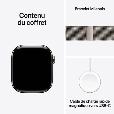 Apple Watch Series 10 GPS + Cellular 46 mm Titane Naturel Bracelet Milanais M/L pas cher