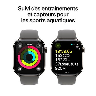 Acheter Apple Watch Series 10 GPS + Cellular 46 mm Titane Naturel Bracelet Sport Gris Minéral M/L