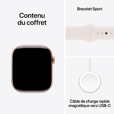 Apple Watch Series 10 GPS + Cellular 46 mm Aluminium Rose Or Bracelet Sport Rose Tendre S/M pas cher