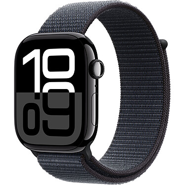 Apple Watch Series 10 GPS + Cellular 46 mm Jet Black Aluminium Sport Wristband Textile Purple Ink .