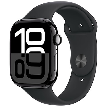 Apple Watch Series 10 GPS + Cellular 46 mm Aluminium Noir de Jais Bracelet Sport Noir M/L