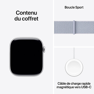 Apple Watch Series 10 GPS + Cellular 46 mm Aluminium Argent Bracelet Sport Textile Nuée Bleue pas cher