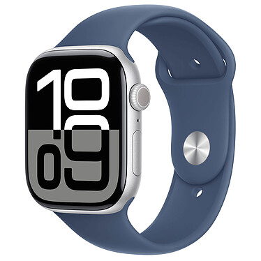 Apple Watch Series 10 GPS 46 mm Aluminium Argent Bracelet Sport Denim M/L