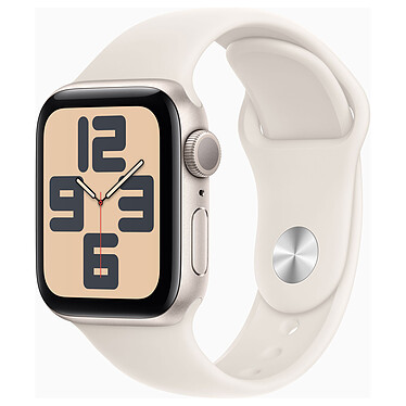 Apple Watch SE GPS (2024) 40 mm Aluminium Lumière Stellaire Bracelet Sport Lumière Stellaire M/L