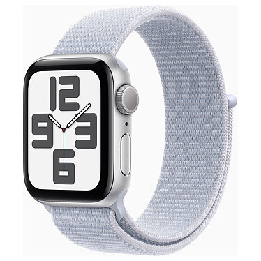 Apple Watch SE GPS (2024) 40 mm Aluminium Argent Bracelet Sport Textile Nuée Bleue