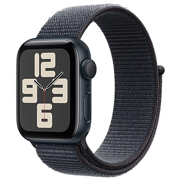 Apple Watch SE GPS (2024) 40 mm Aluminium Midnight Textile Sport Band Purple Ink .