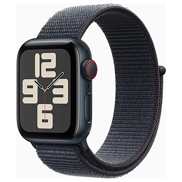 Apple Watch SE GPS + Cellular (2024) 40 mm Correa deportiva de aluminio y textil medianoche Tinta púrpura .