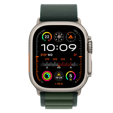 Avis Apple Boucle Alpine Vert Foncé Finition Titane Naturel pour Apple Watch 49 mm - L