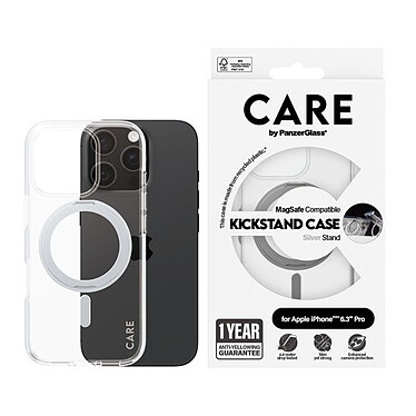 Avis PanzerGlass Coque Feature Kickstand iPhone 16 Pro Argent
